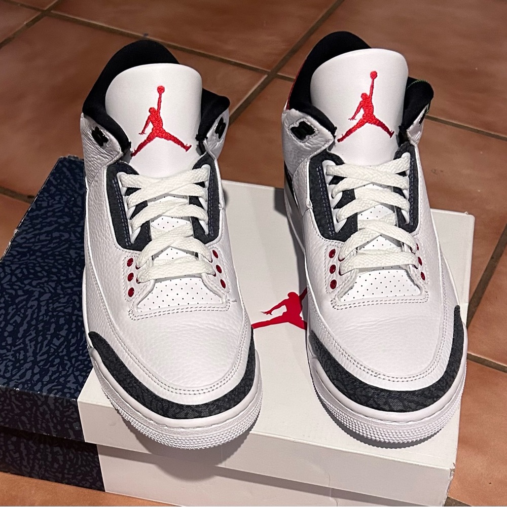 🔥BRAND NEW DEAD STOCK Jordan 3 Denim Fire Red Og Nike Air On Back Size 8.5M 10W